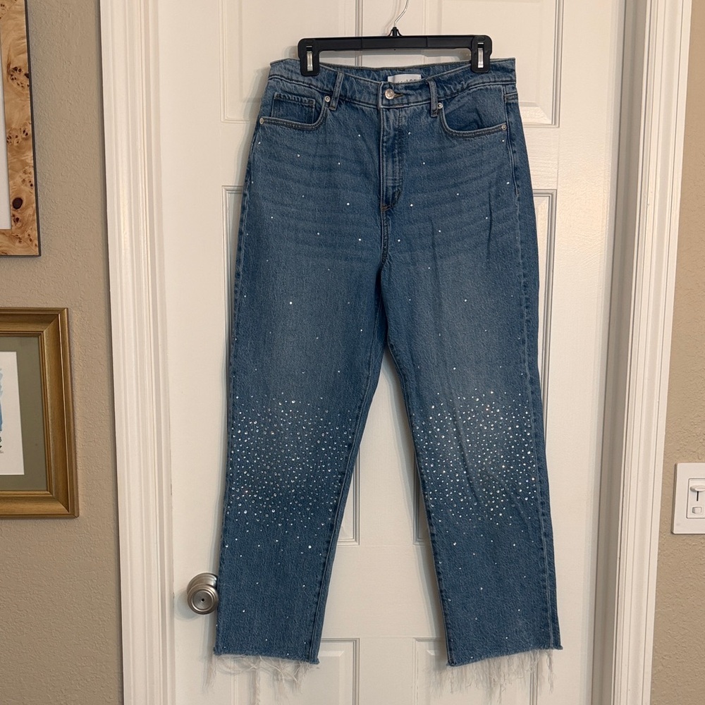 LOFT Blue Cropped Jeans with Sparkling Details